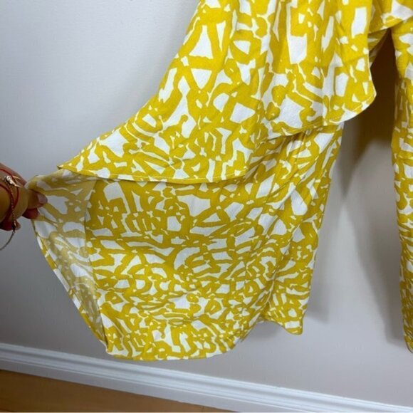 Anthropologie MAEVE Yellow White Ruffle Jumpsuit 0 - Picture 9 of 9